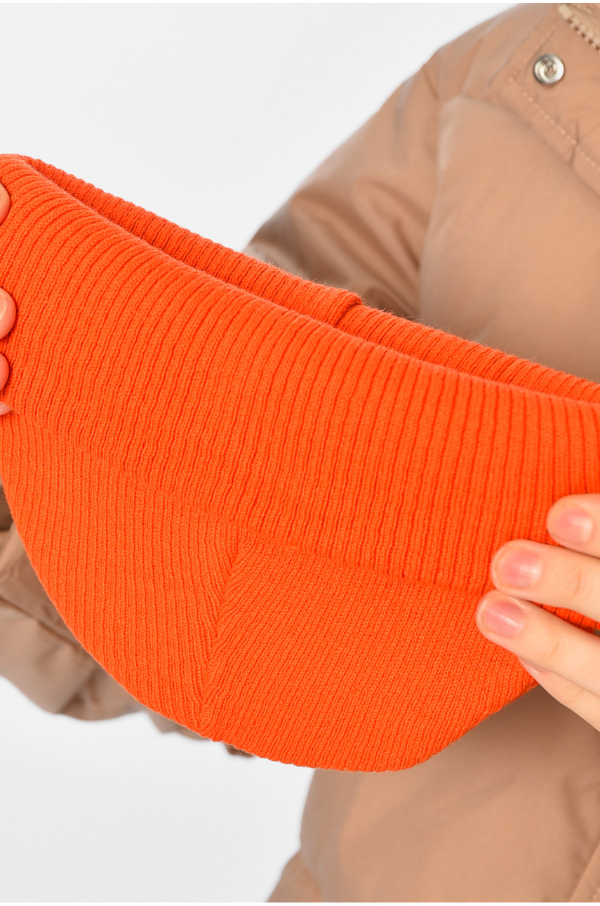 Шапка женская зимняя однотонного оранжевого цвета 194143 Шапка женская зимняя однотонного оранжевого цвета 194143