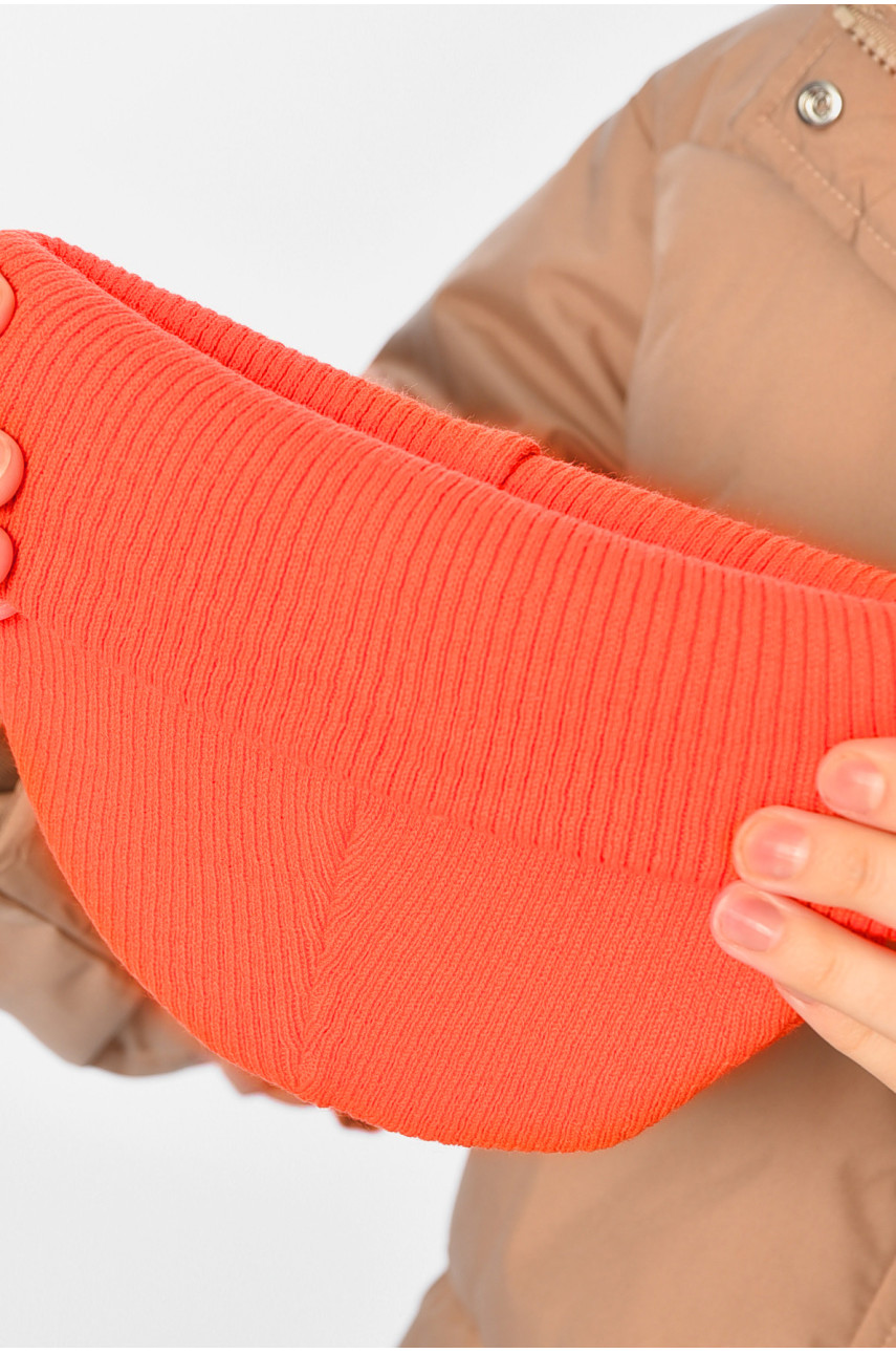 Шапка жіноча зимова однотонного помаранчевого кольору 194144