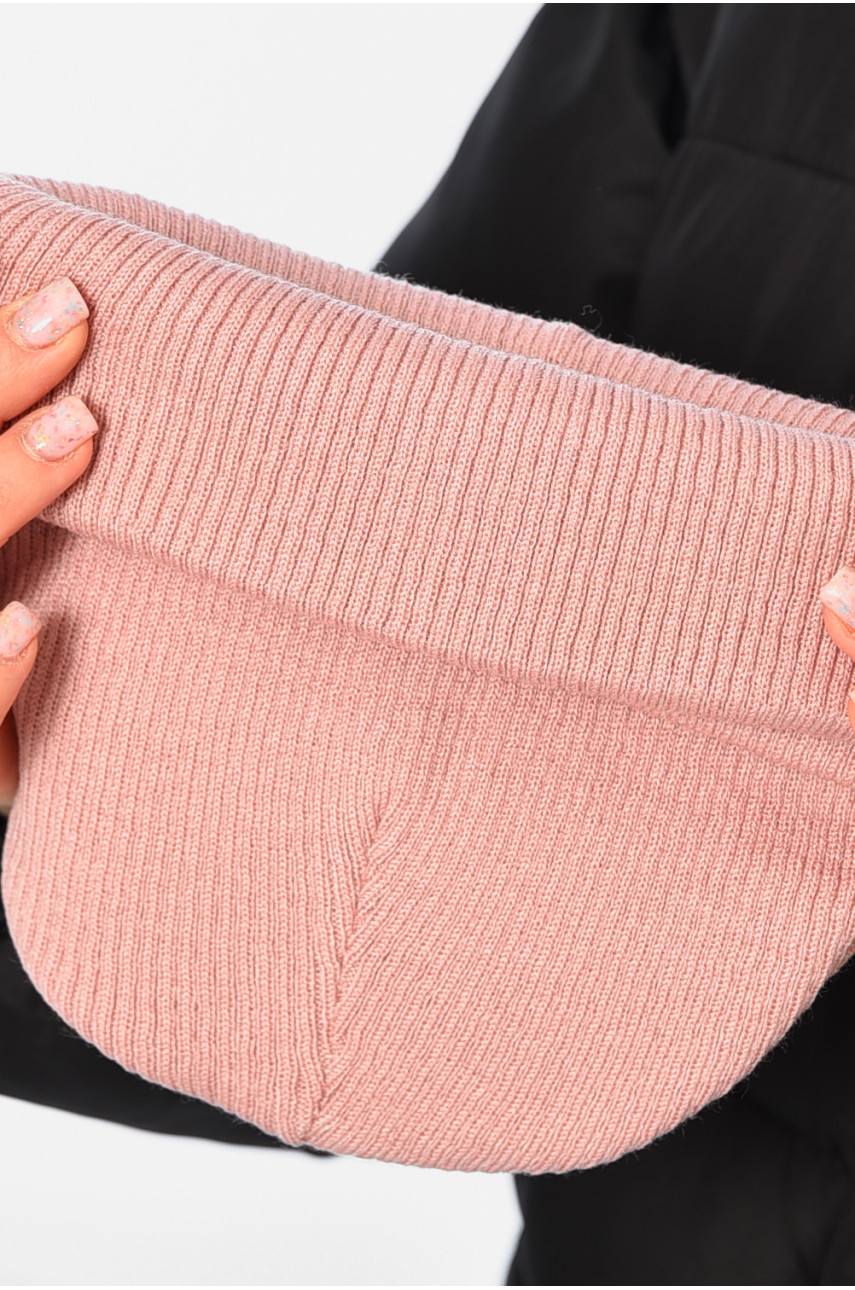 Шапка жіноча зимова однотонного рожевого кольору 194149