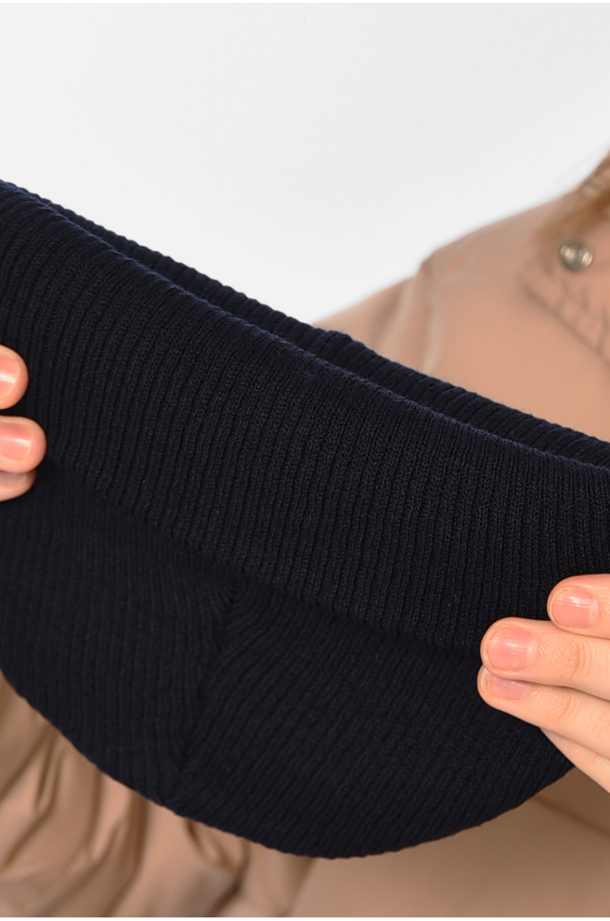 Шапка женская зимняя однотонного тёмно-синего цвета 194152 Шапка женская зимняя однотонного тёмно-синего цвета 194152