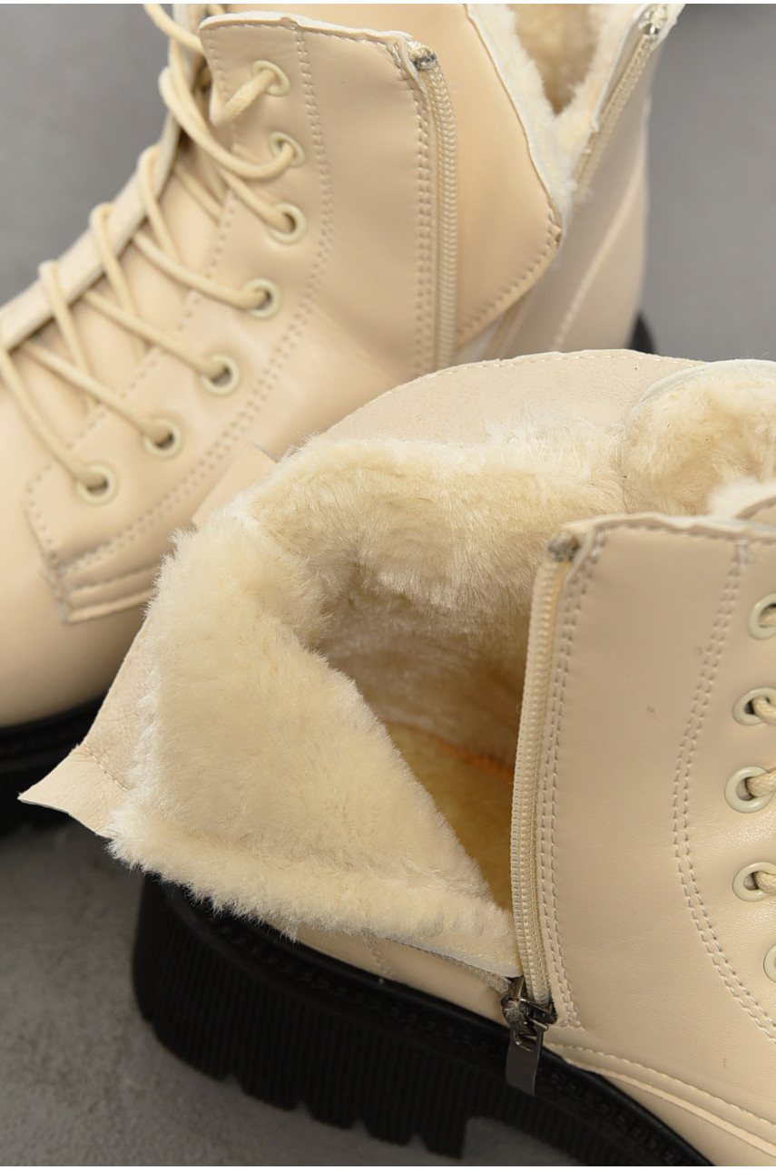 Ботинки женские зимние молочного цвета на меху 0435-2 194160 Ботинки женские зимние молочного цвета на меху 0435-2 194160