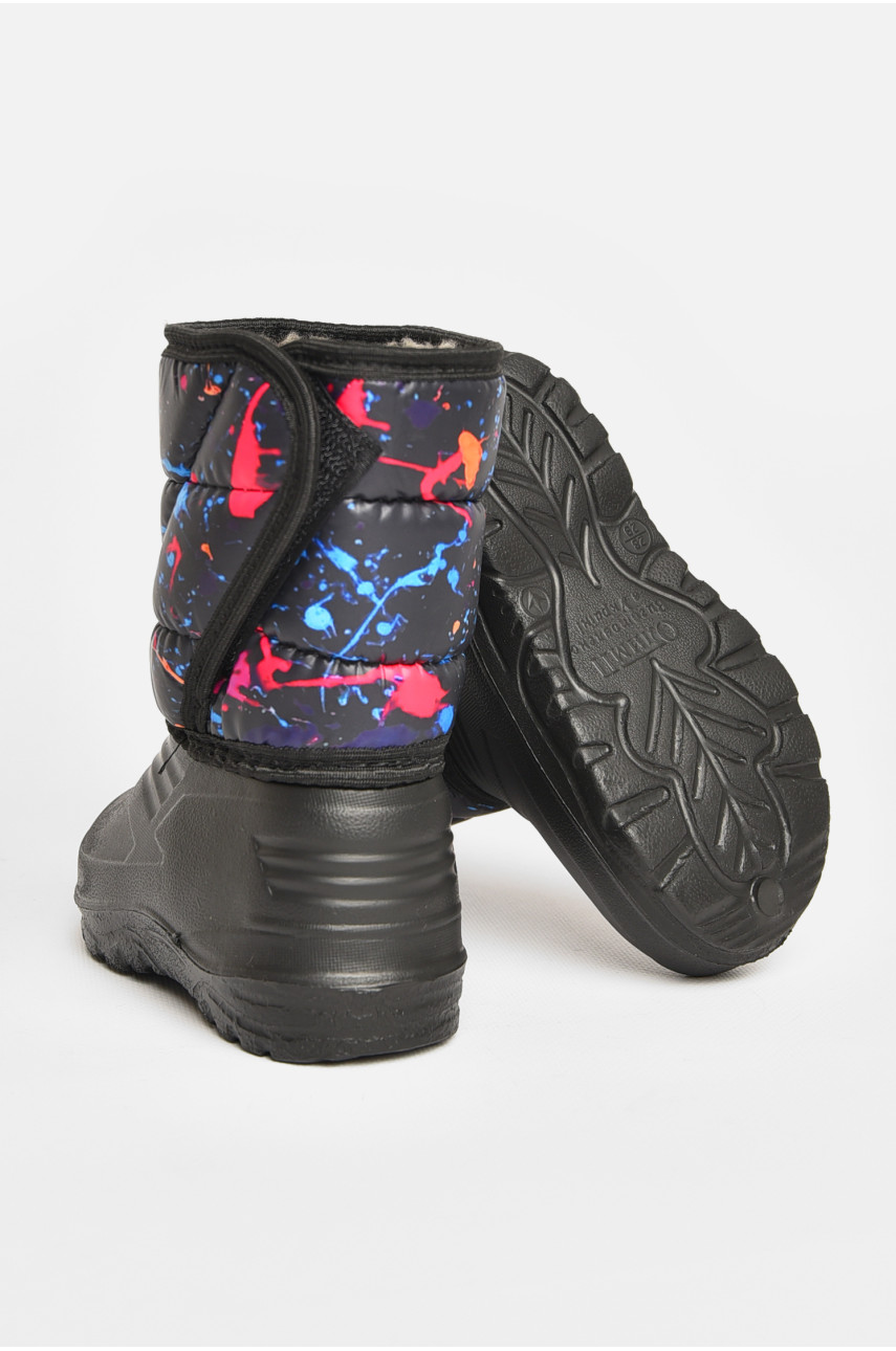 Дутики детские на меху черного цвета дс-8 194175 Дутики детские на меху черного цвета дс-8 194175