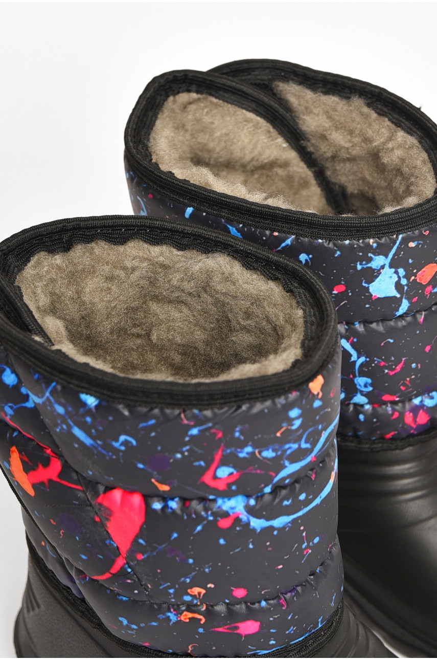 Дутики детские на меху черного цвета дс-8 194175 Дутики детские на меху черного цвета дс-8 194175