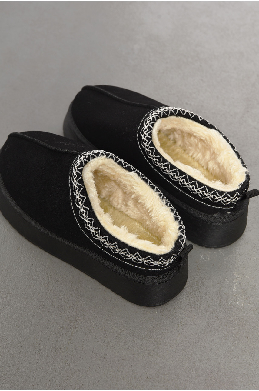 Угги без задника женские черного цвета искуственная замша 02-1 194205