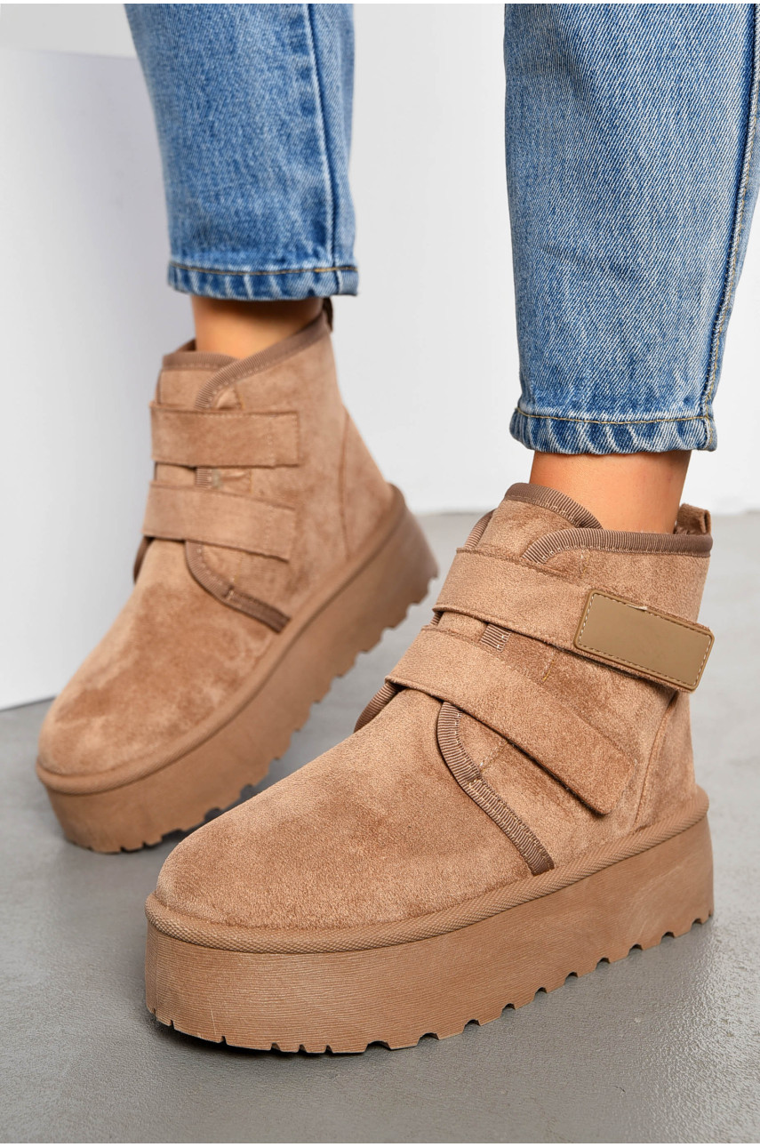 Угги женские на меху бежевого цвета на липучке 621 194206