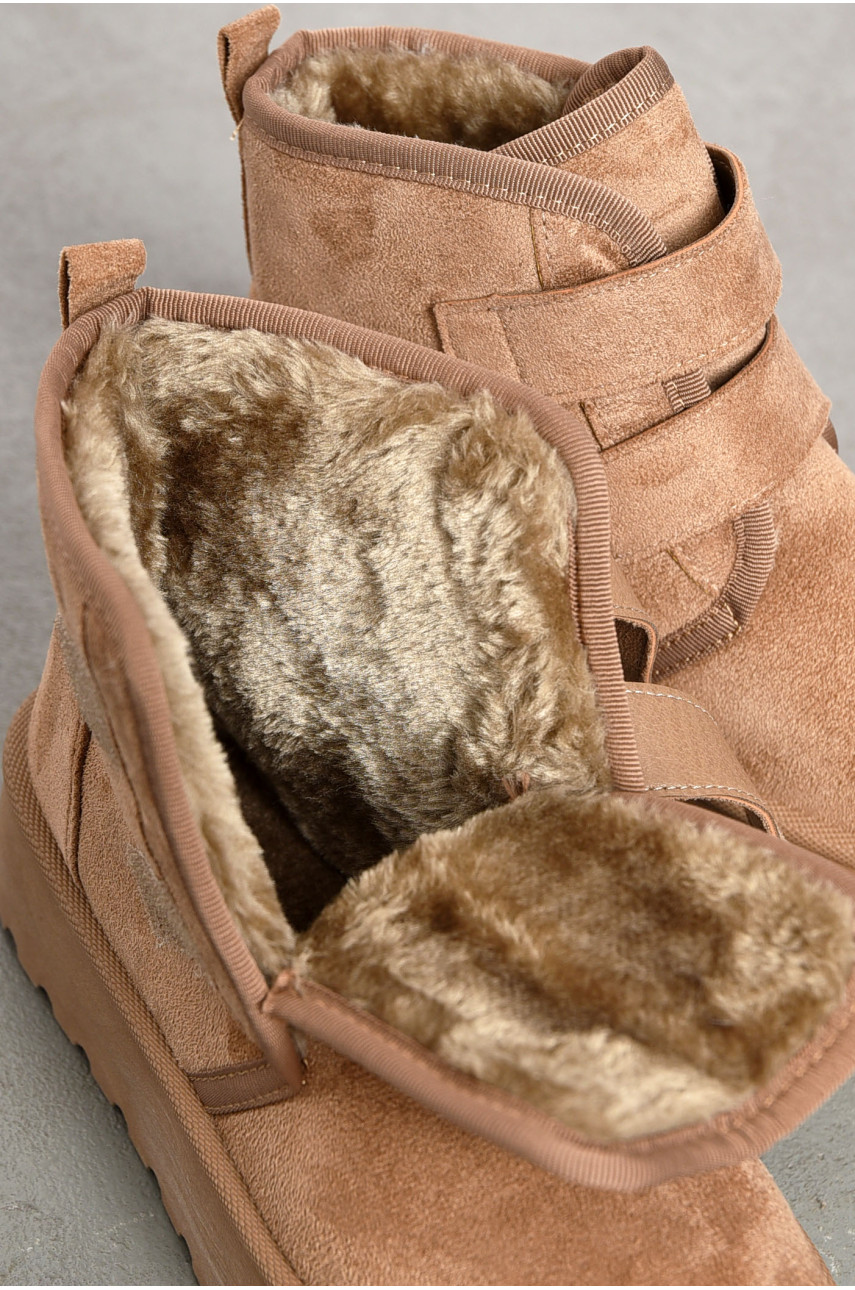 Угги женские на меху бежевого цвета на липучке 621 194206