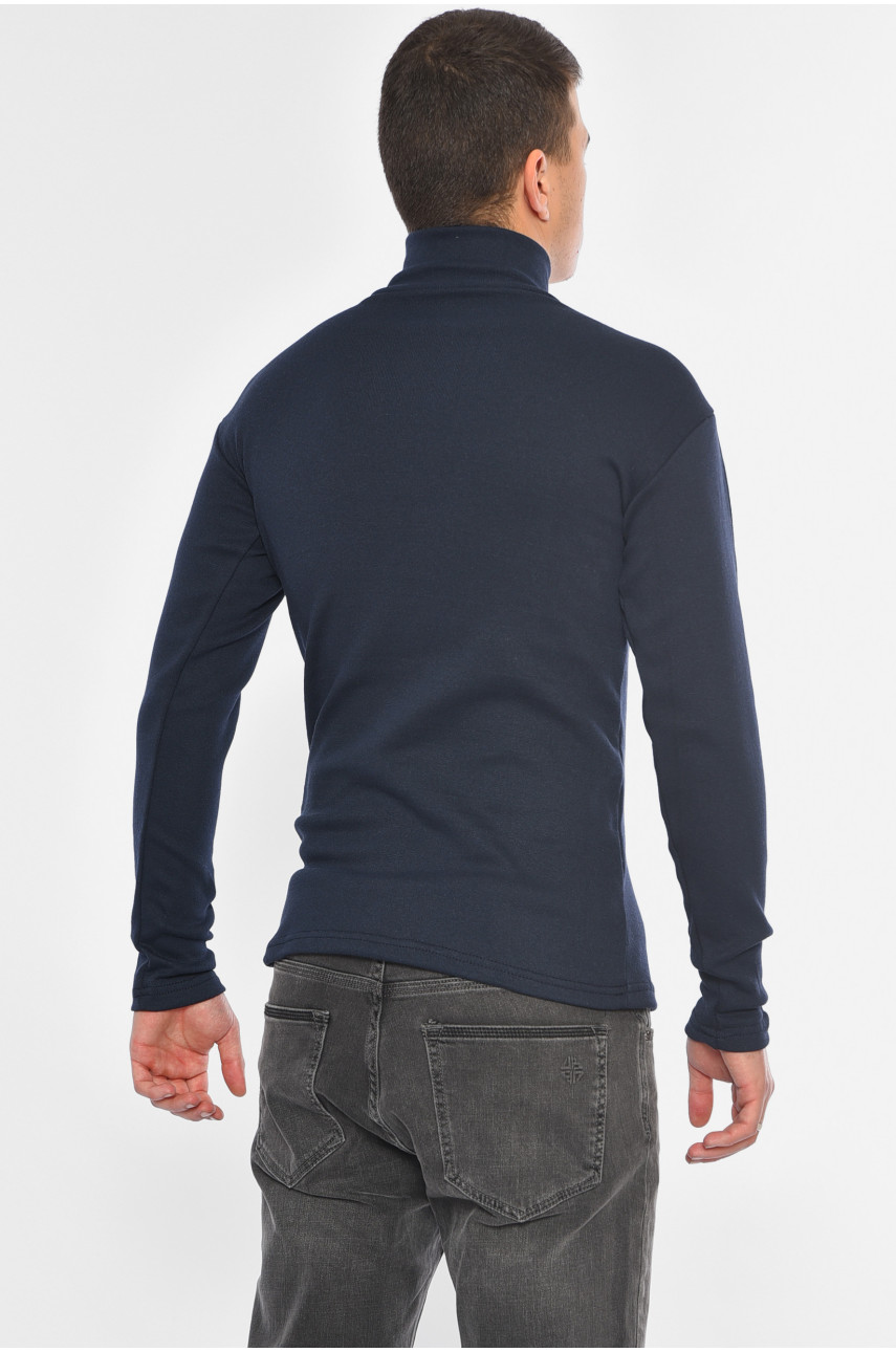 Гольф мужской однотонный на флисе тёмно-синего цвета 194211 Гольф мужской однотонный на флисе тёмно-синего цвета 194211