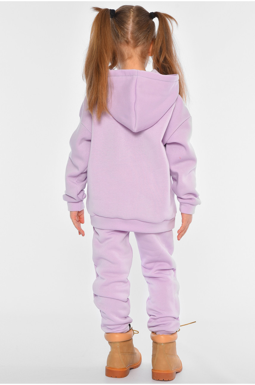 Спортивный костюм детский для девочки на флисе сиреневого цвета 194223