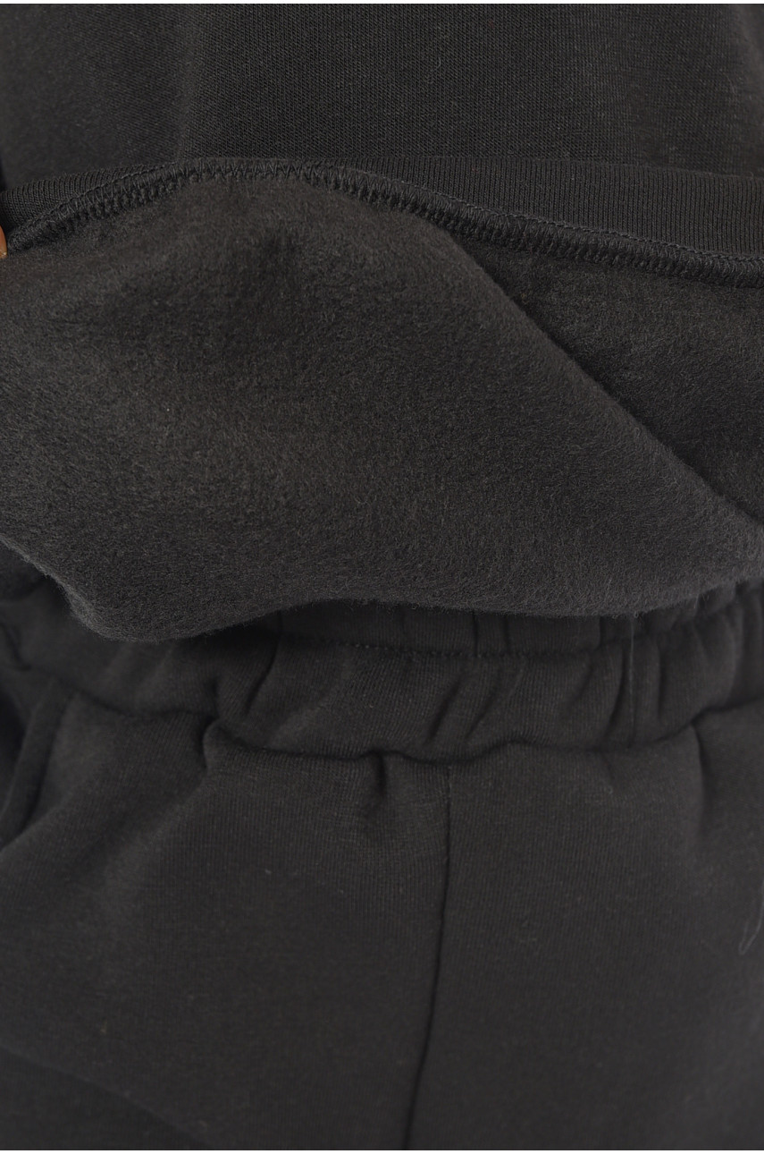 Спортивный костюм детский на флисе черного цвета 194230