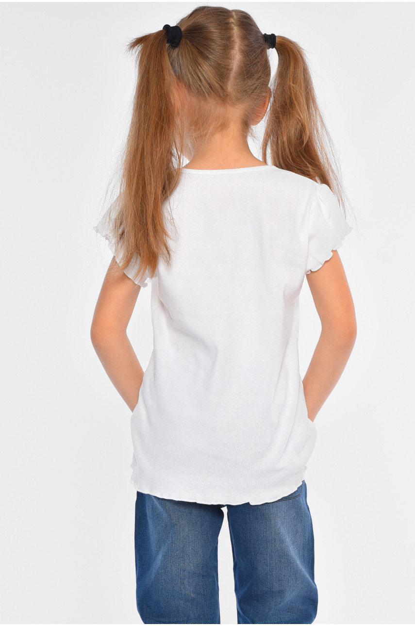 Футболка дитяча для дівчинки білого кольору 194253 Футболка дитяча для дівчинки білого кольору 194253