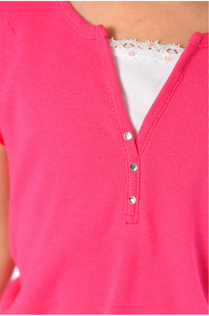 Футболка детская для девочки темно-розового цвета 194256