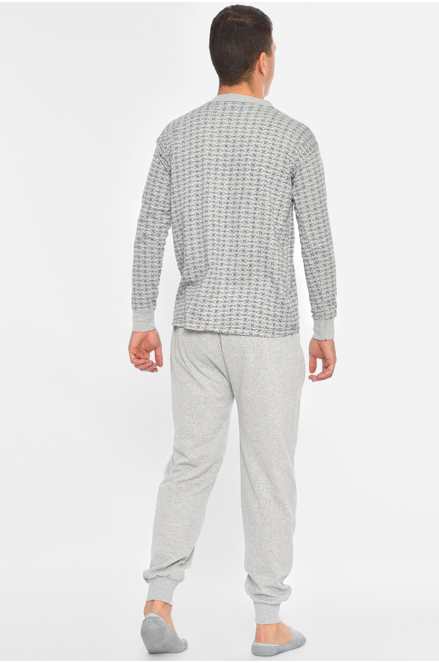 Пижама мужская на флисе полубатальная серого цвета 0083 194303
