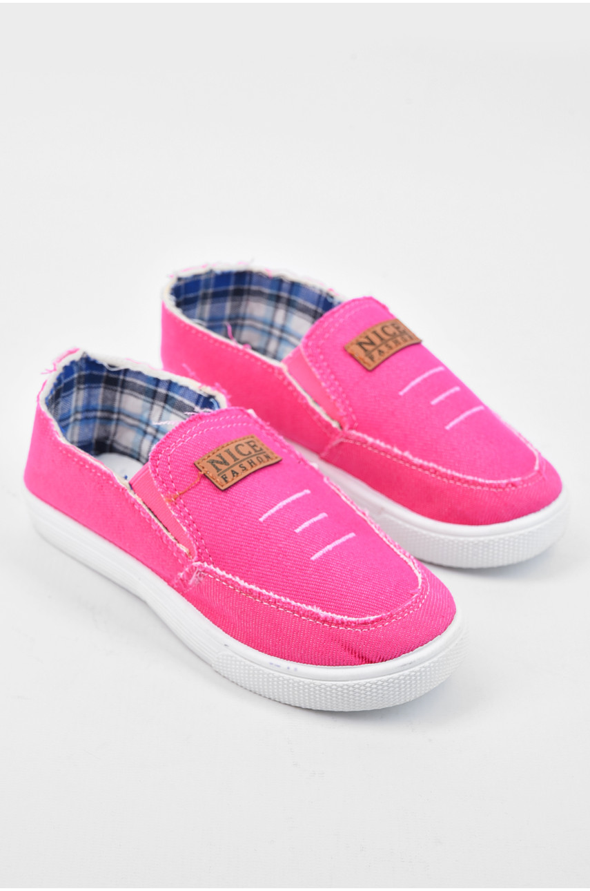 Мокасины детские розового цвета текстиль без застежки асорти 194305