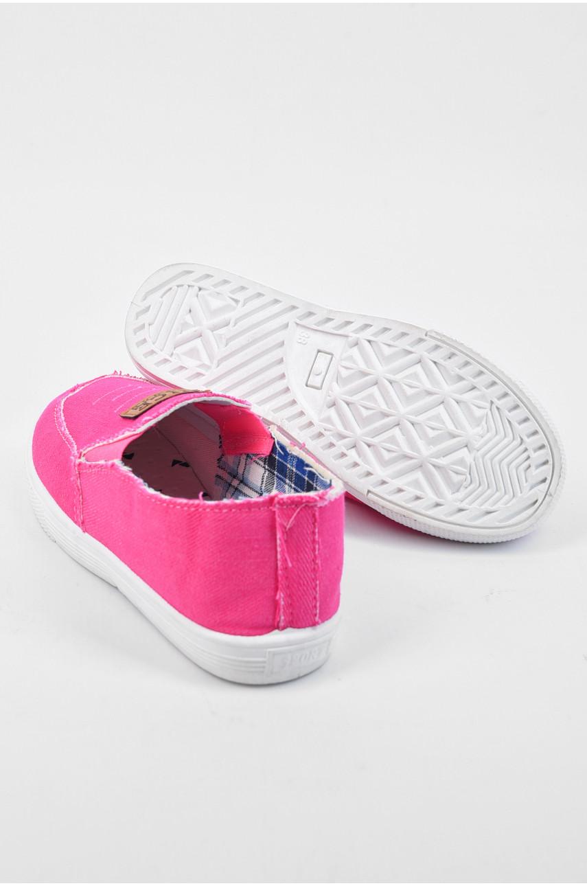 Мокасини дитячі рожевого кольору текстиль без застібки асорти 194305