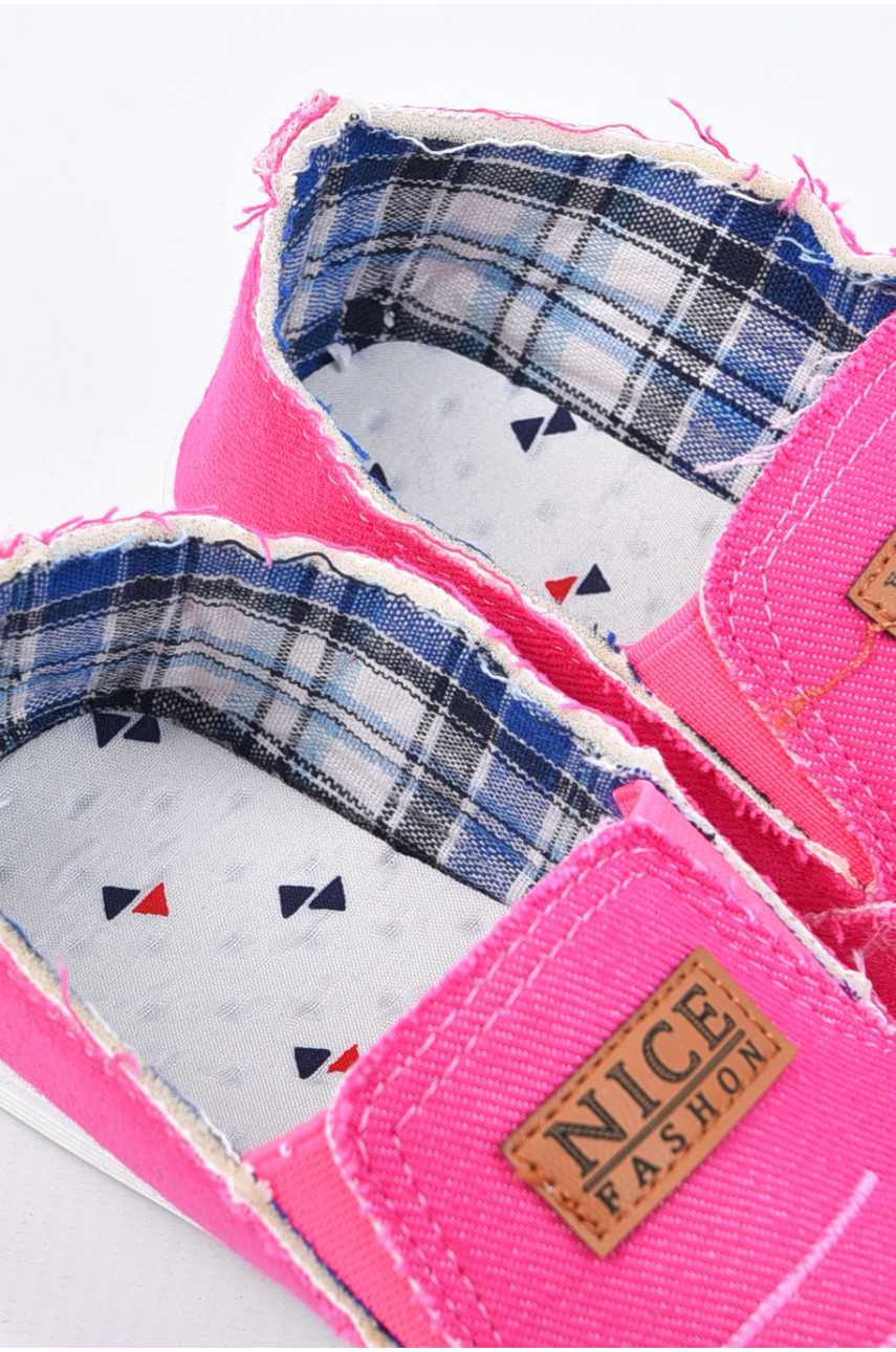 Мокасини дитячі рожевого кольору текстиль без застібки асорти 194305