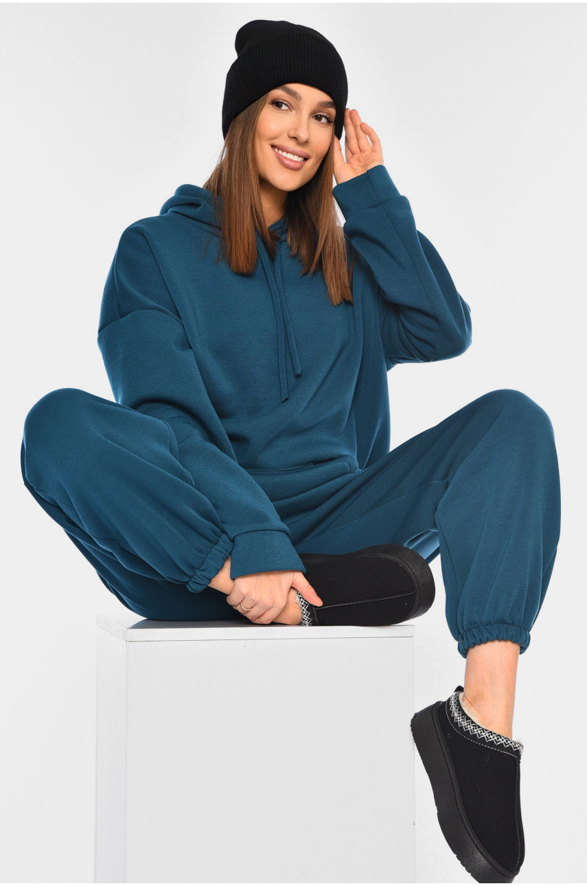 Спортивный костюм женский батальный на флисе изумрудного цвета 194369 Спортивный костюм женский батальный на флисе изумрудного цвета 194369