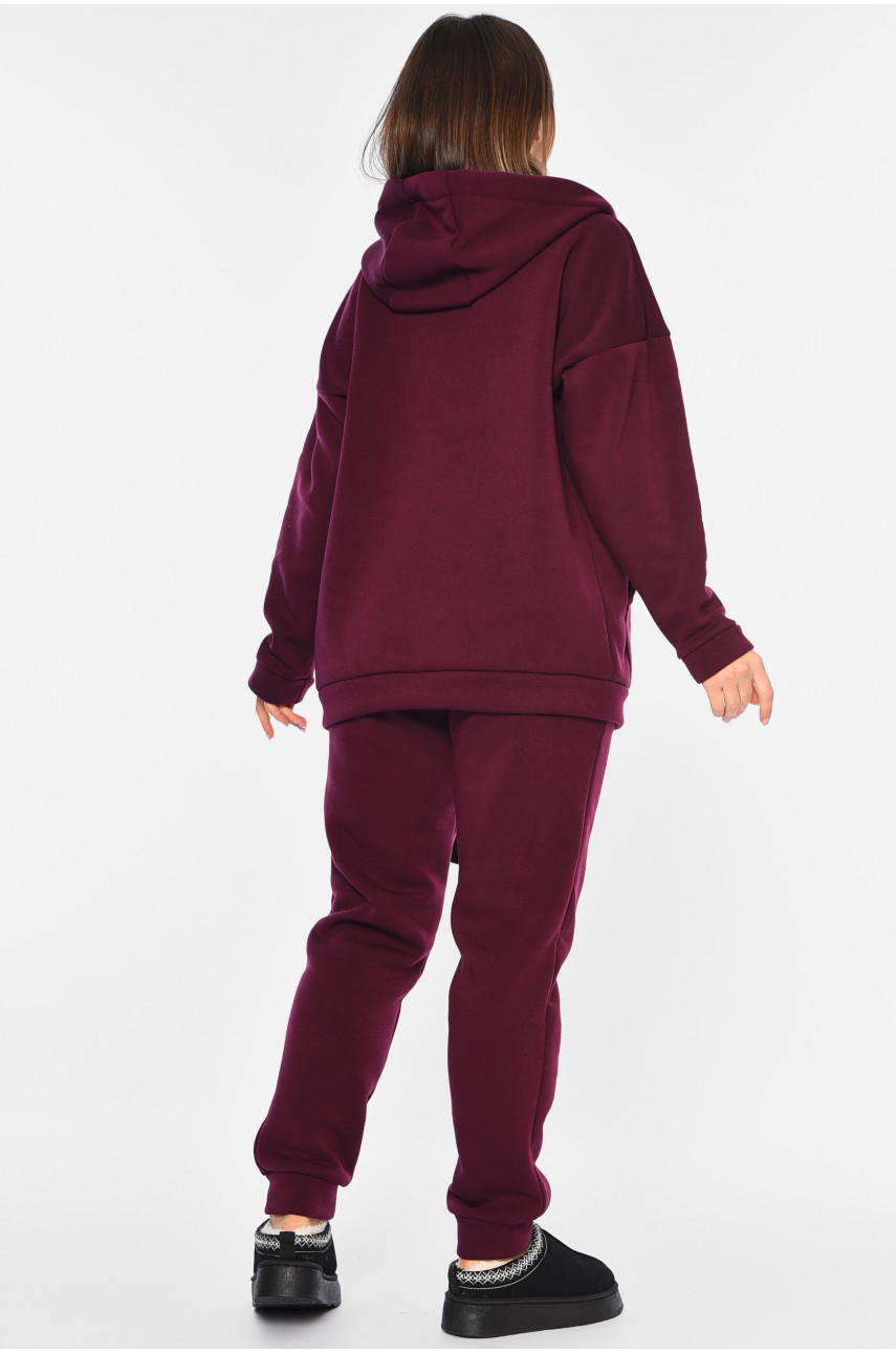 Спортивний костюм жіночий батальний на флісі темно-фіолетового кольору 194382