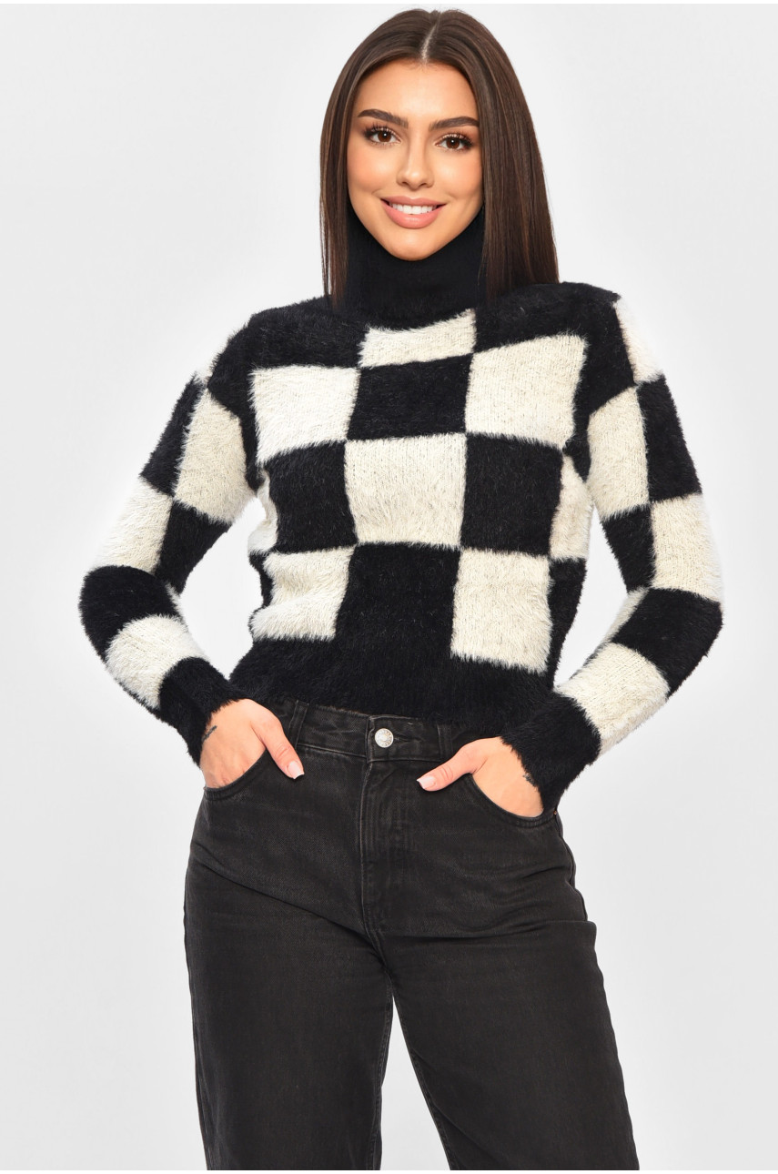 Светр жіночий чорно-білого кольору в клітинку 1032 194421