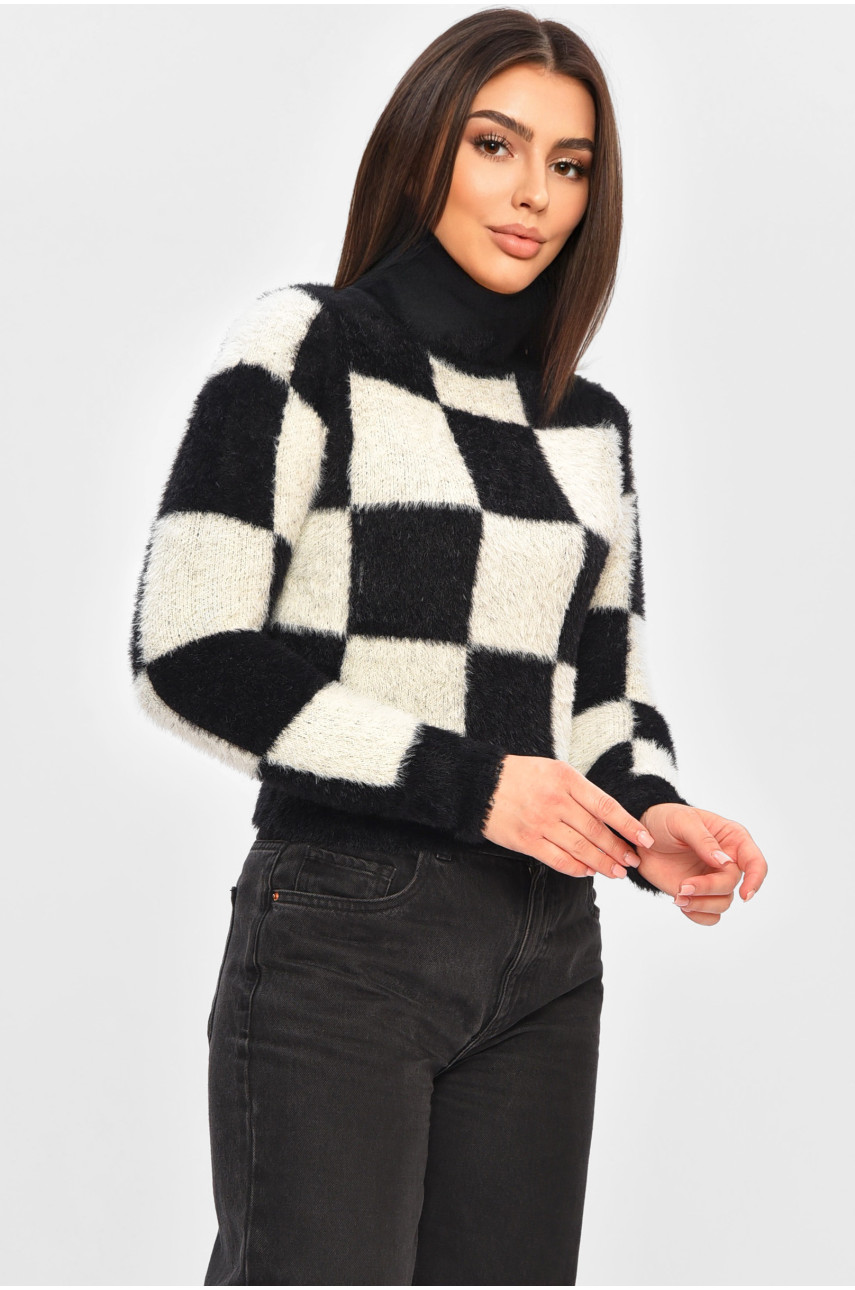 Светр жіночий чорно-білого кольору в клітинку 1032 194421