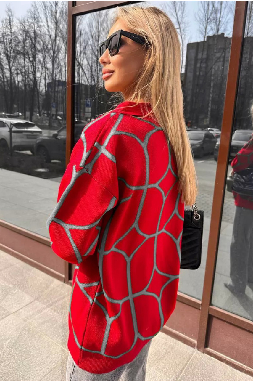 Кардиган женский красного цвета 194422 Кардиган женский красного цвета 194422