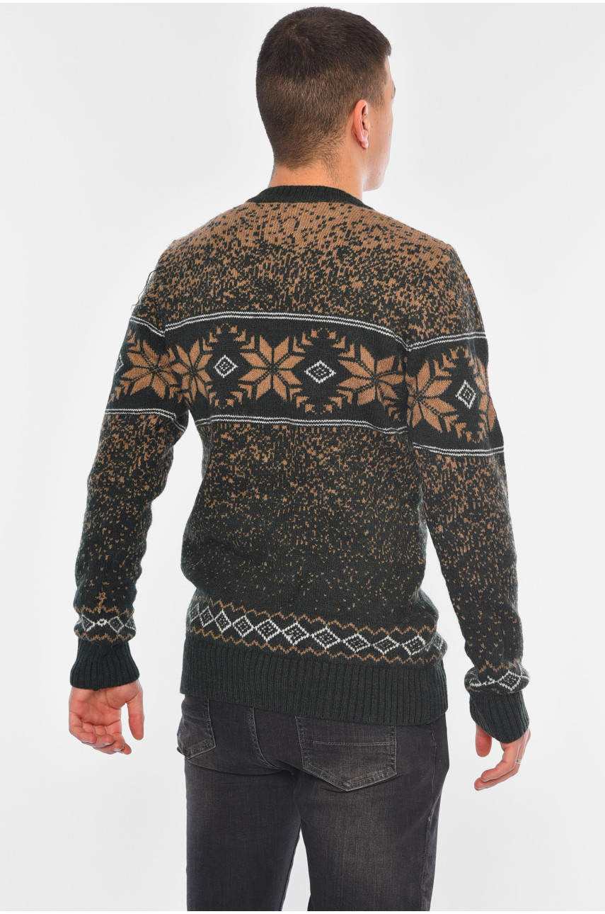 Свитер мужской коричневого цвета с принтом 13401 194426 Свитер мужской коричневого цвета с принтом 13401 194426