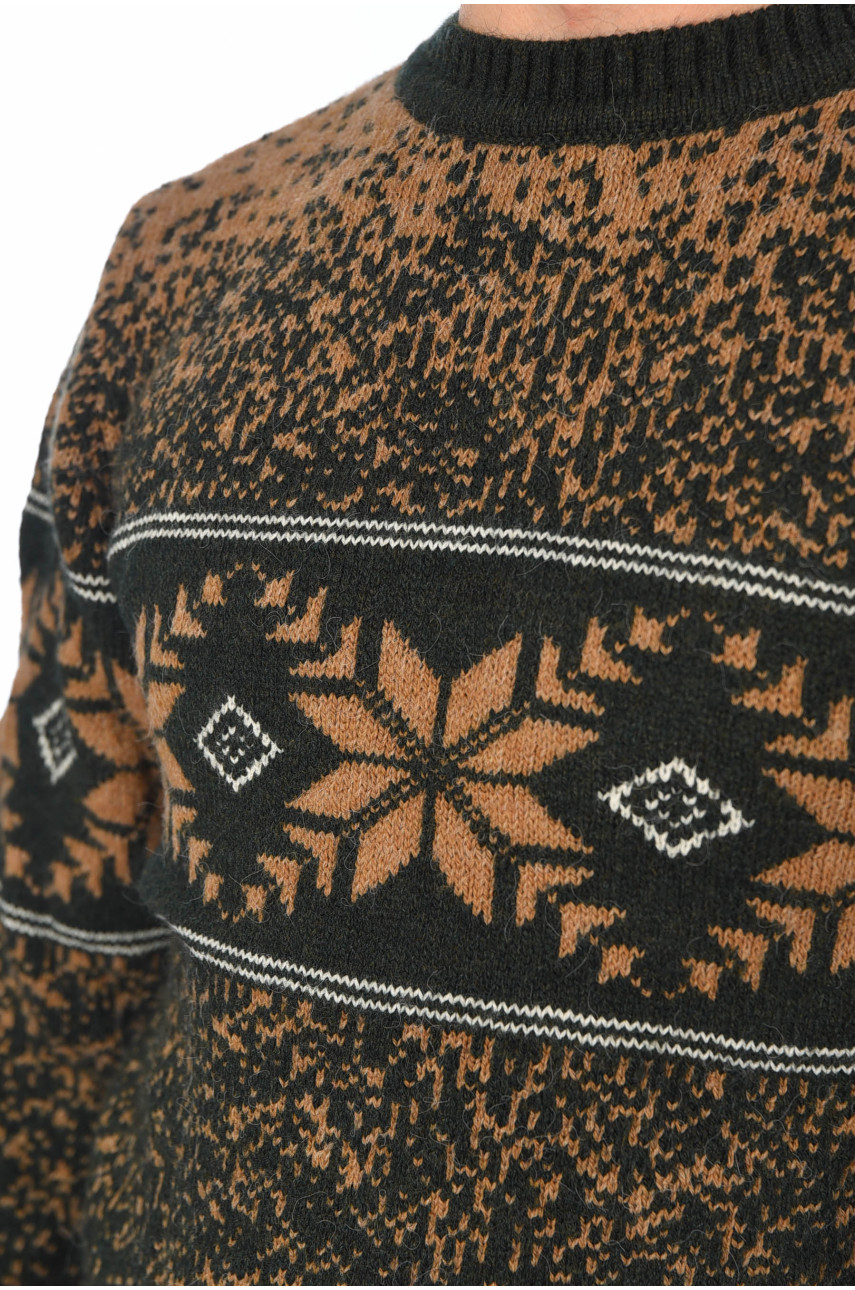 Свитер мужской коричневого цвета с принтом 13401 194426 Свитер мужской коричневого цвета с принтом 13401 194426