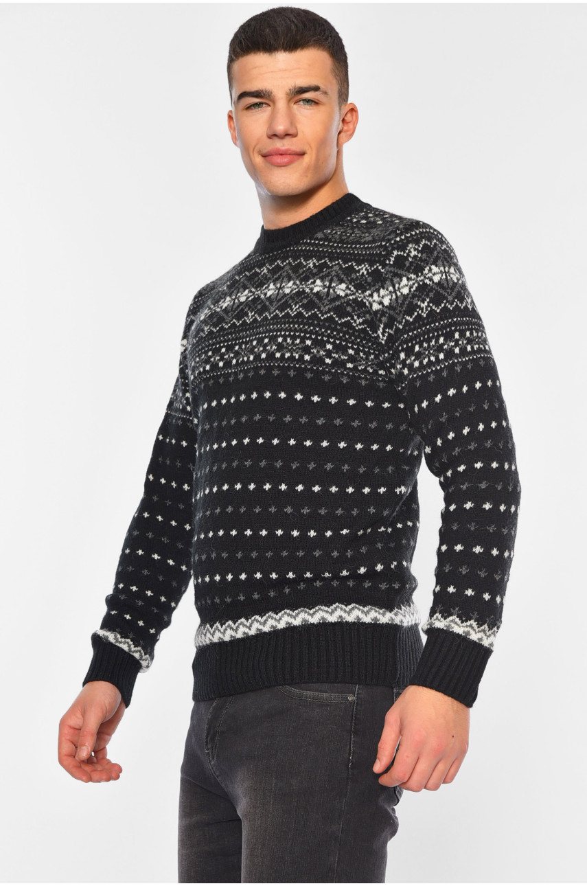 Свитер мужской черного цвета с принтом 13401 194428