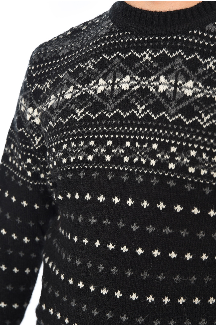Свитер мужской черного цвета с принтом 13401 194428 Свитер мужской черного цвета с принтом 13401 194428
