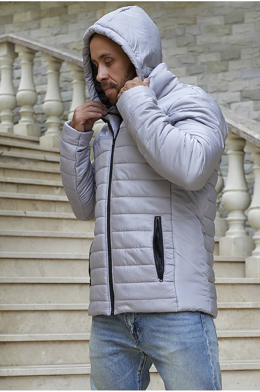 Куртка мужская демисезонная полубатальная серого цвета 2049 194434