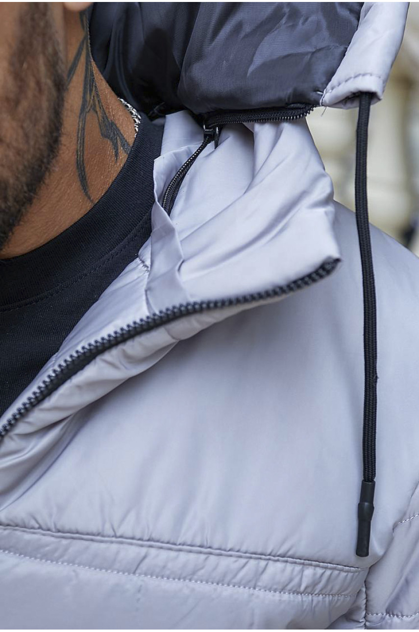 Куртка мужская демисезонная полубатальная серого цвета 2049 194434