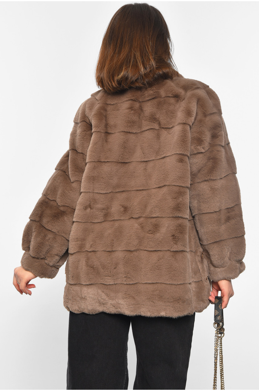 Шуба женская на искусственном меху светло-коричневого цвета 5506 194448 Шуба женская на искусственном меху светло-коричневого цвета 5506 194448