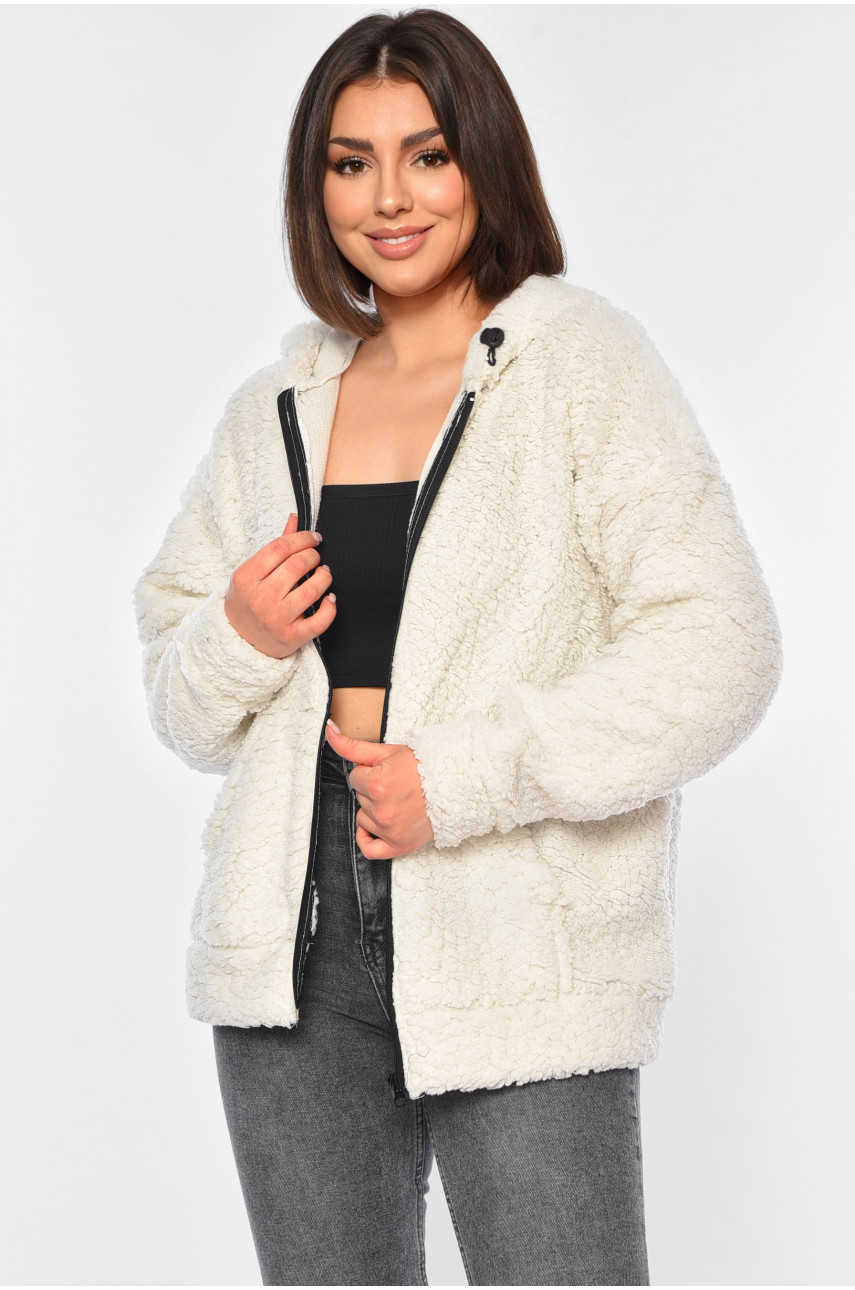 Худи женское тедди белого цвета 1514 194451 Худи женское тедди белого цвета 1514 194451