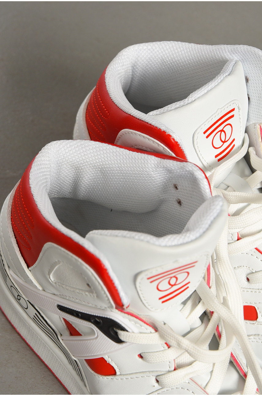 Кросівки жіночі біло-червоного кольору на шнурівці 8939в-5 194459 Кросівки жіночі біло-червоного кольору на шнурівці 8939в-5 194459