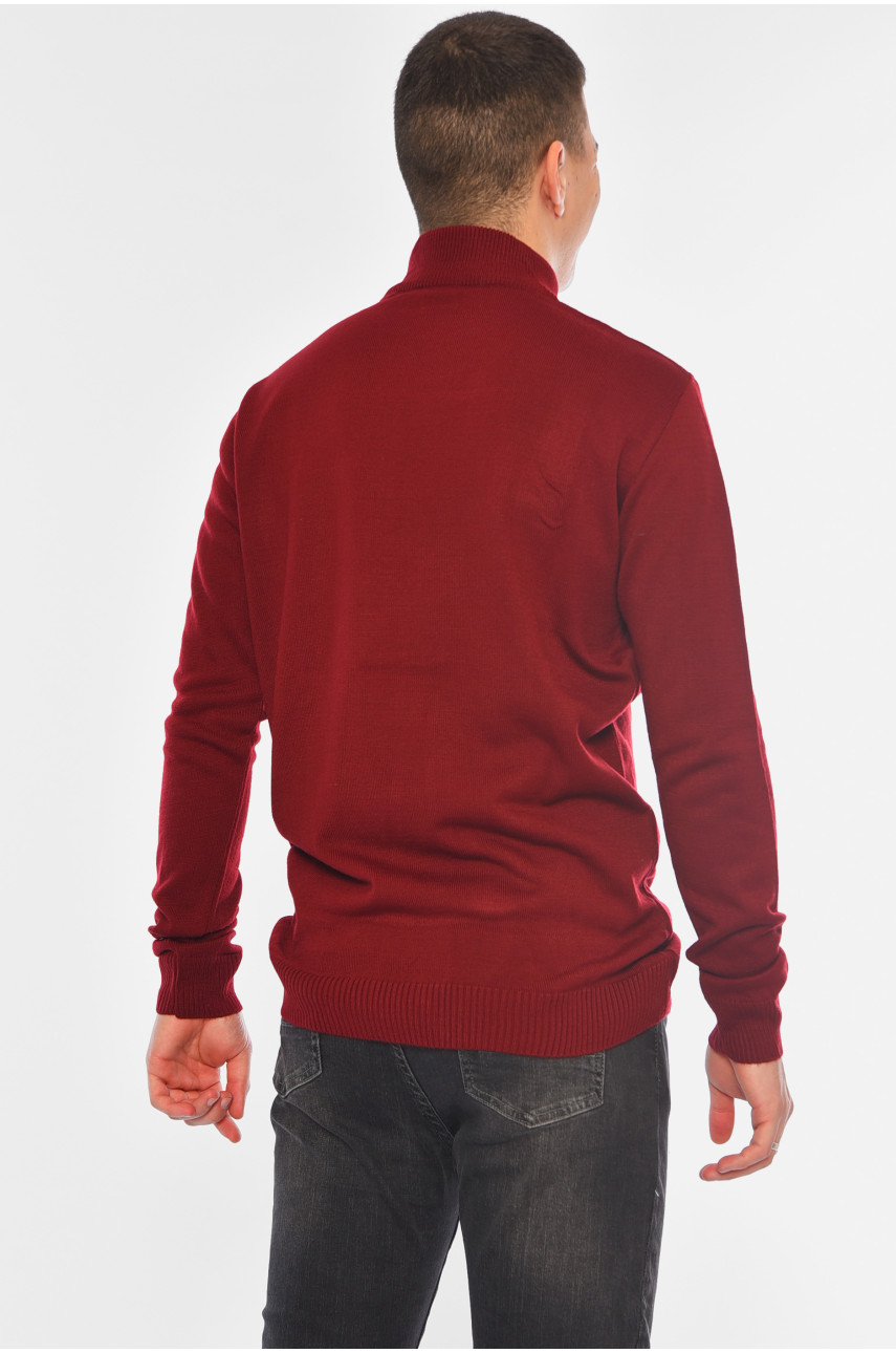 Свитер мужской однотонный бордового цвета 200-51 194472 Свитер мужской однотонный бордового цвета 200-51 194472