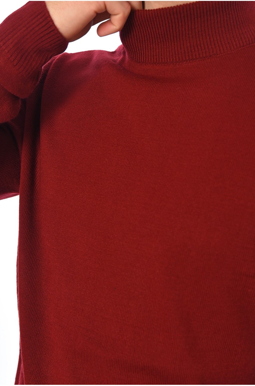 Свитер мужской однотонный бордового цвета 200-51 194472 Свитер мужской однотонный бордового цвета 200-51 194472