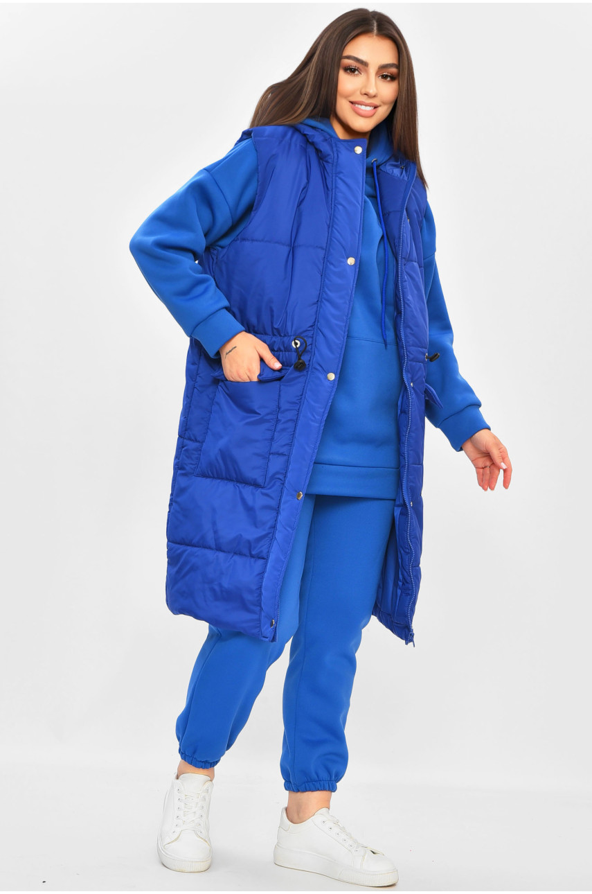 Спортивний костюм жіночий напівбатальний трійка на флісі синього кольору 493 194475 Спортивний костюм жіночий напівбатальний трійка на флісі синього кольору 493 194475