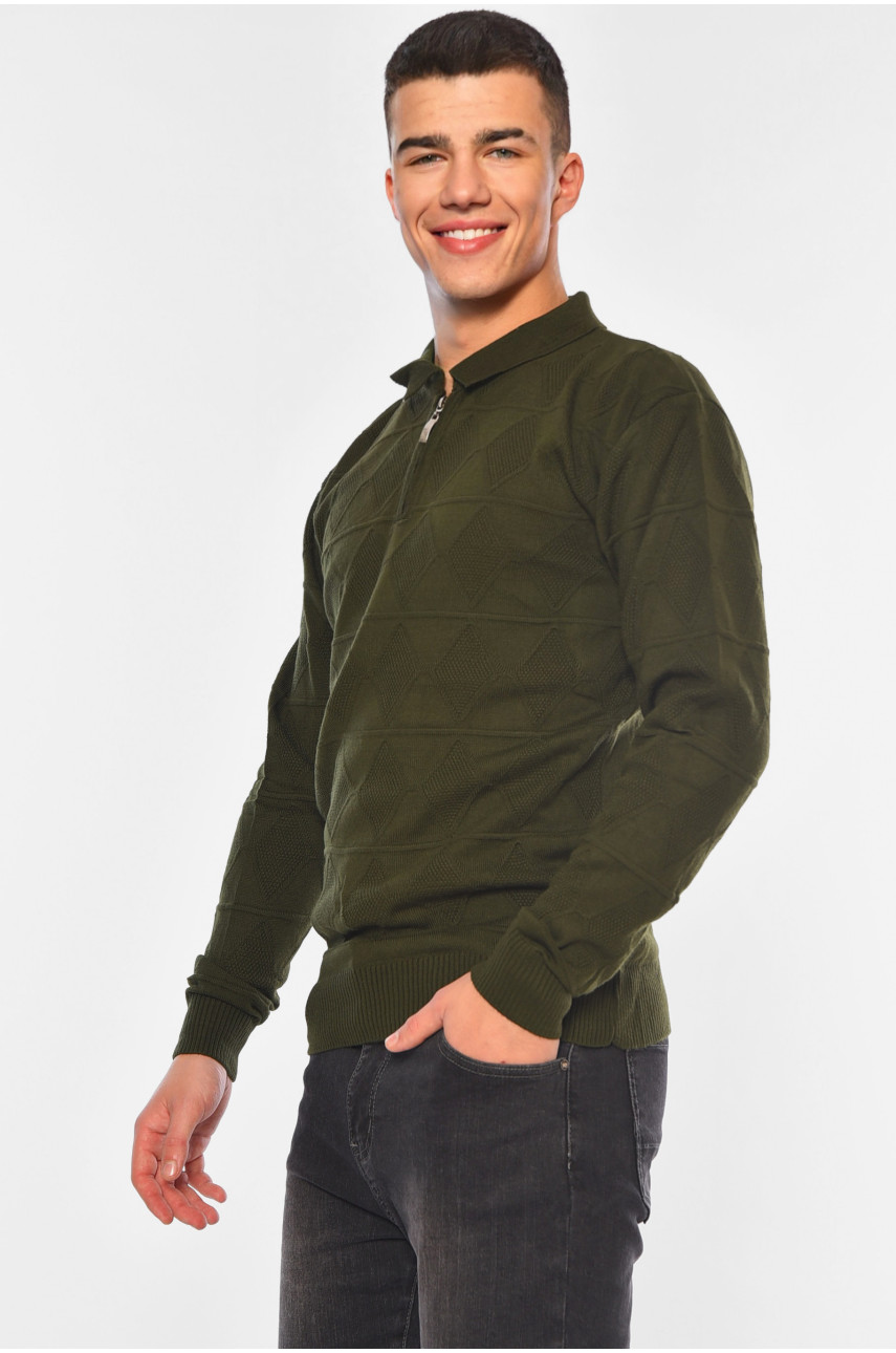 Свитер мужской однотонный тёмно-зеленого цвета 1051 194476