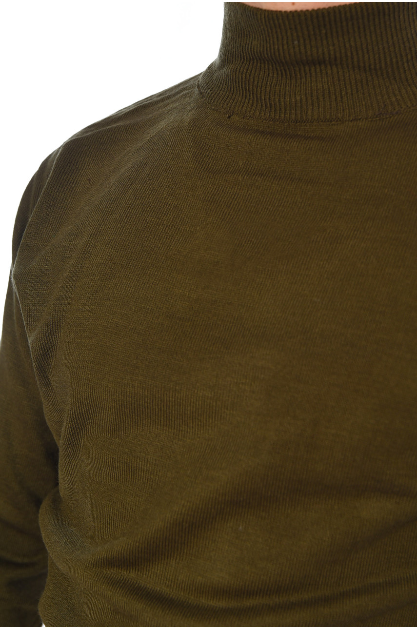 Свитер мужской однотонный тёмно-зеленого цвета 1035-7 194479 Свитер мужской однотонный тёмно-зеленого цвета 1035-7 194479