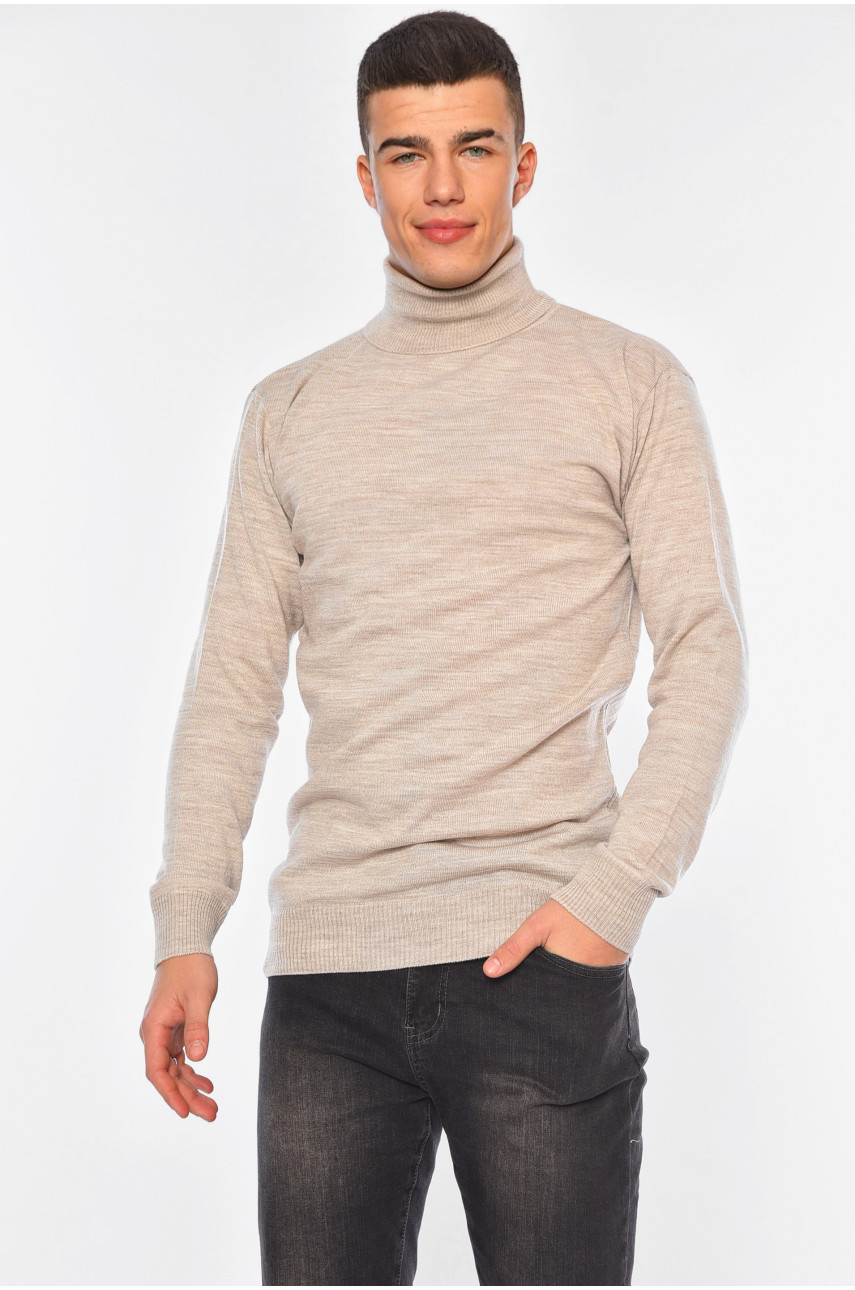 Свитер мужской однотонный бежевого цвета 4026-3 194480