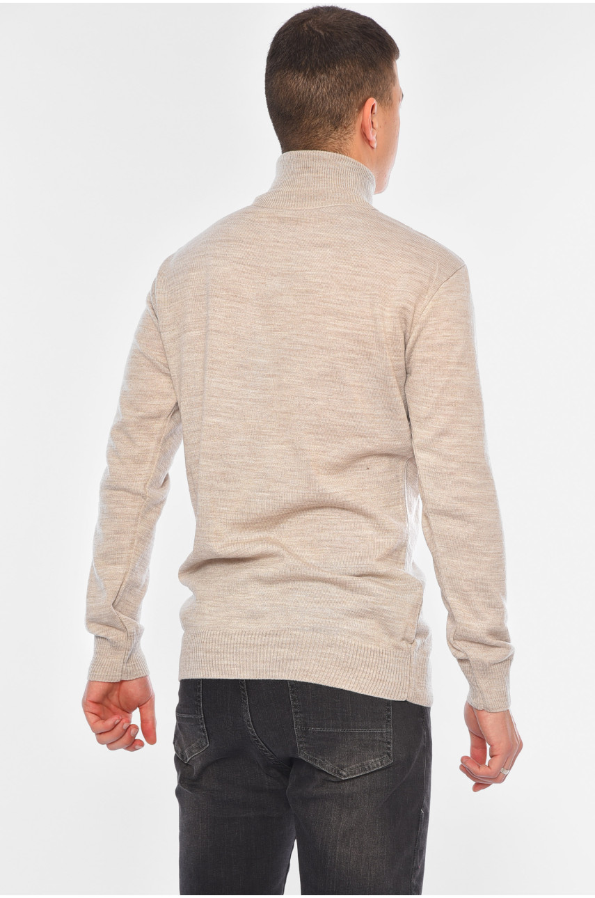 Свитер мужской однотонный бежевого цвета 4026-3 194480 Свитер мужской однотонный бежевого цвета 4026-3 194480
