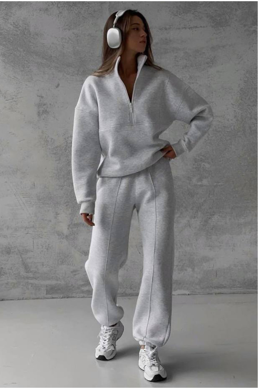 Спортивный костюм женский светло-серого цвета 1194 194481 Спортивный костюм женский светло-серого цвета 1194 194481