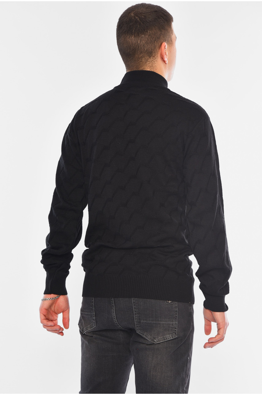 Светр чоловічий однотонний чорного кольору 1029-1 194482