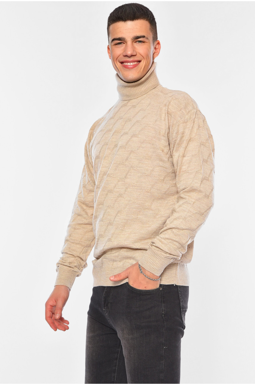 Свитер мужской однотонный бежевого цвета 1029-31 194484
