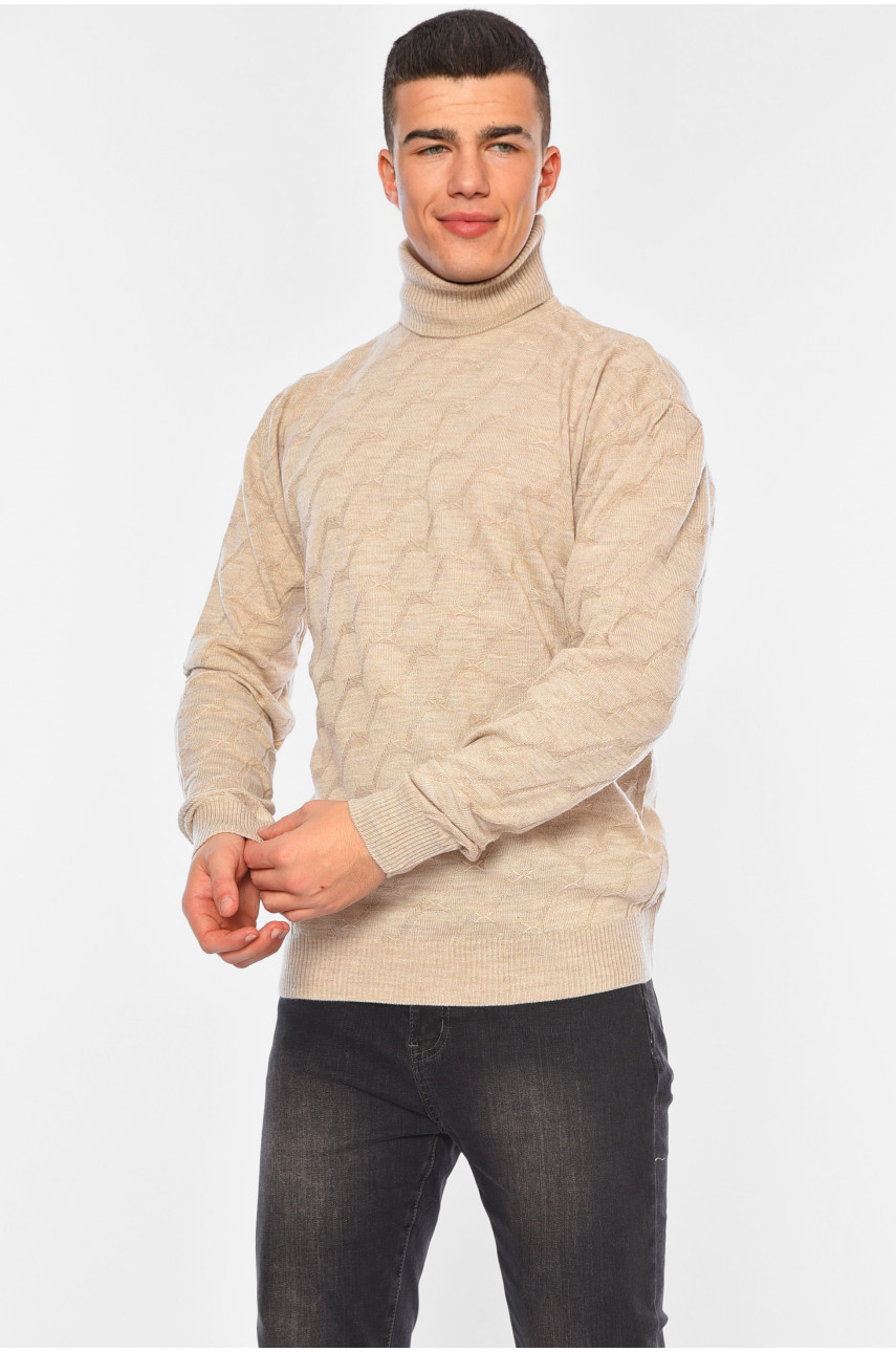 Свитер мужской однотонный бежевого цвета 1029-31 194484