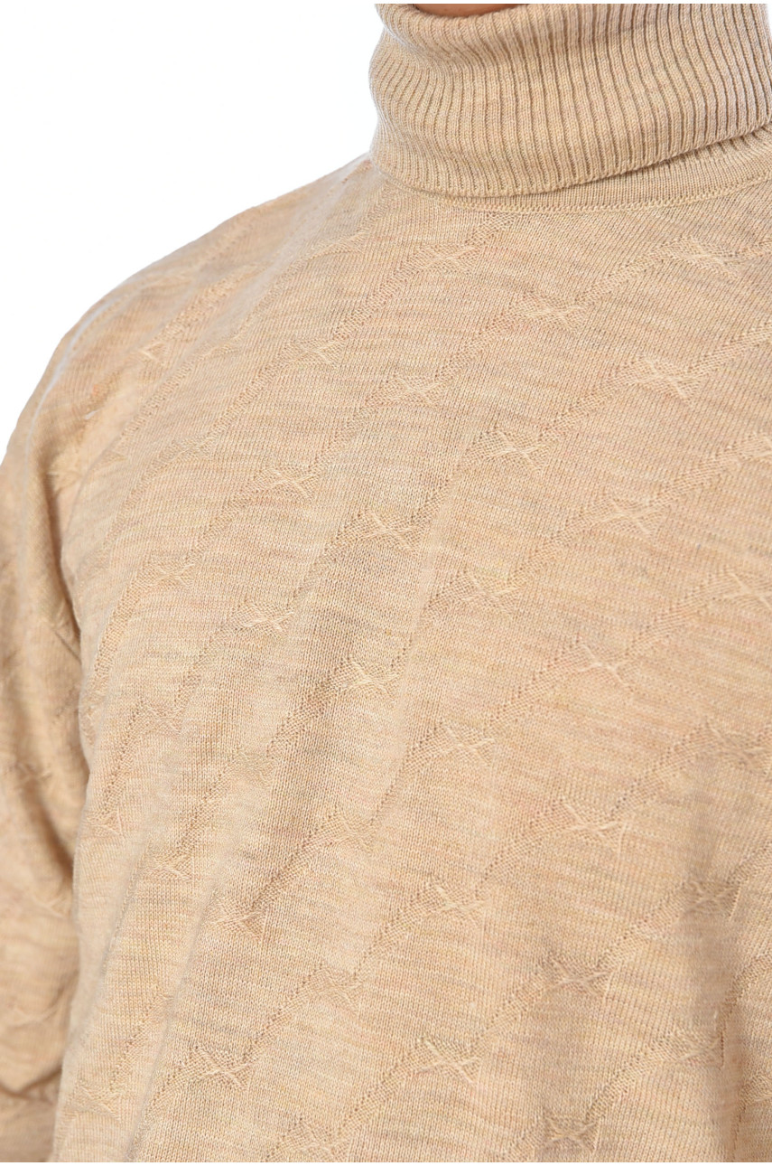 Свитер мужской однотонный бежевого цвета 1029-31 194484 Свитер мужской однотонный бежевого цвета 1029-31 194484