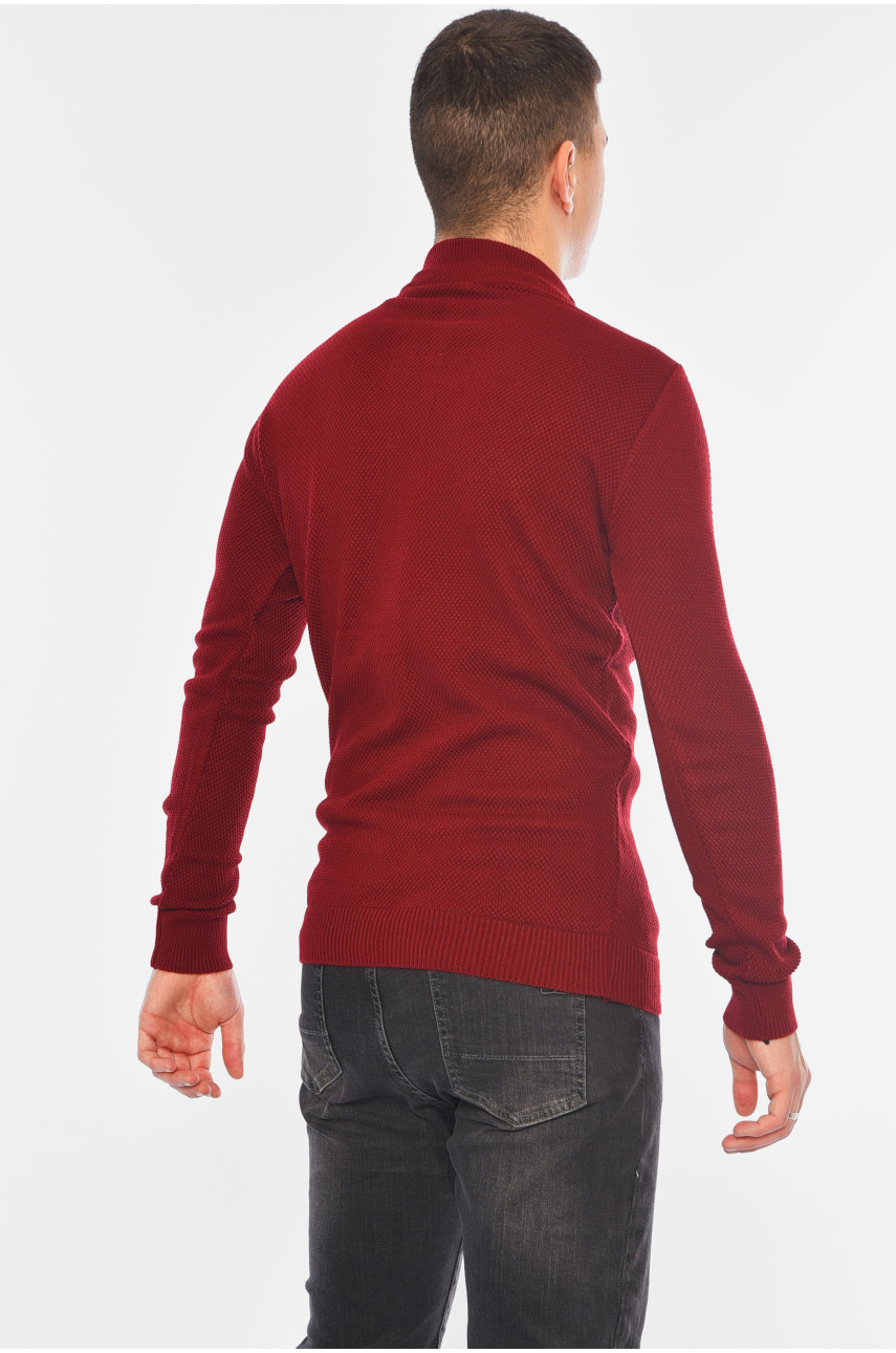 Свитер мужской однотонный бордового цвета 1700-5 194486 Свитер мужской однотонный бордового цвета 1700-5 194486