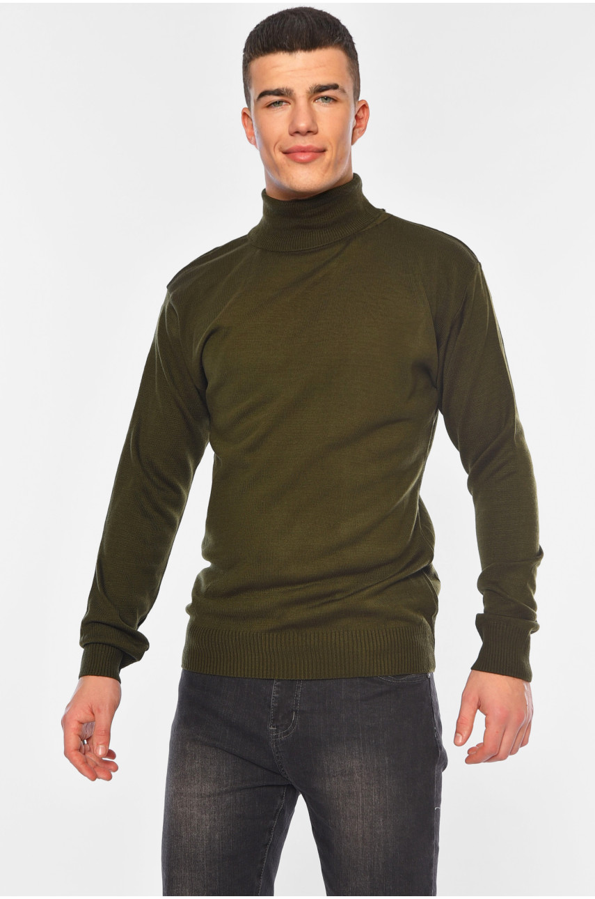 Свитер мужской однотонный тёмно-зеленого цвета 4026-8 194487