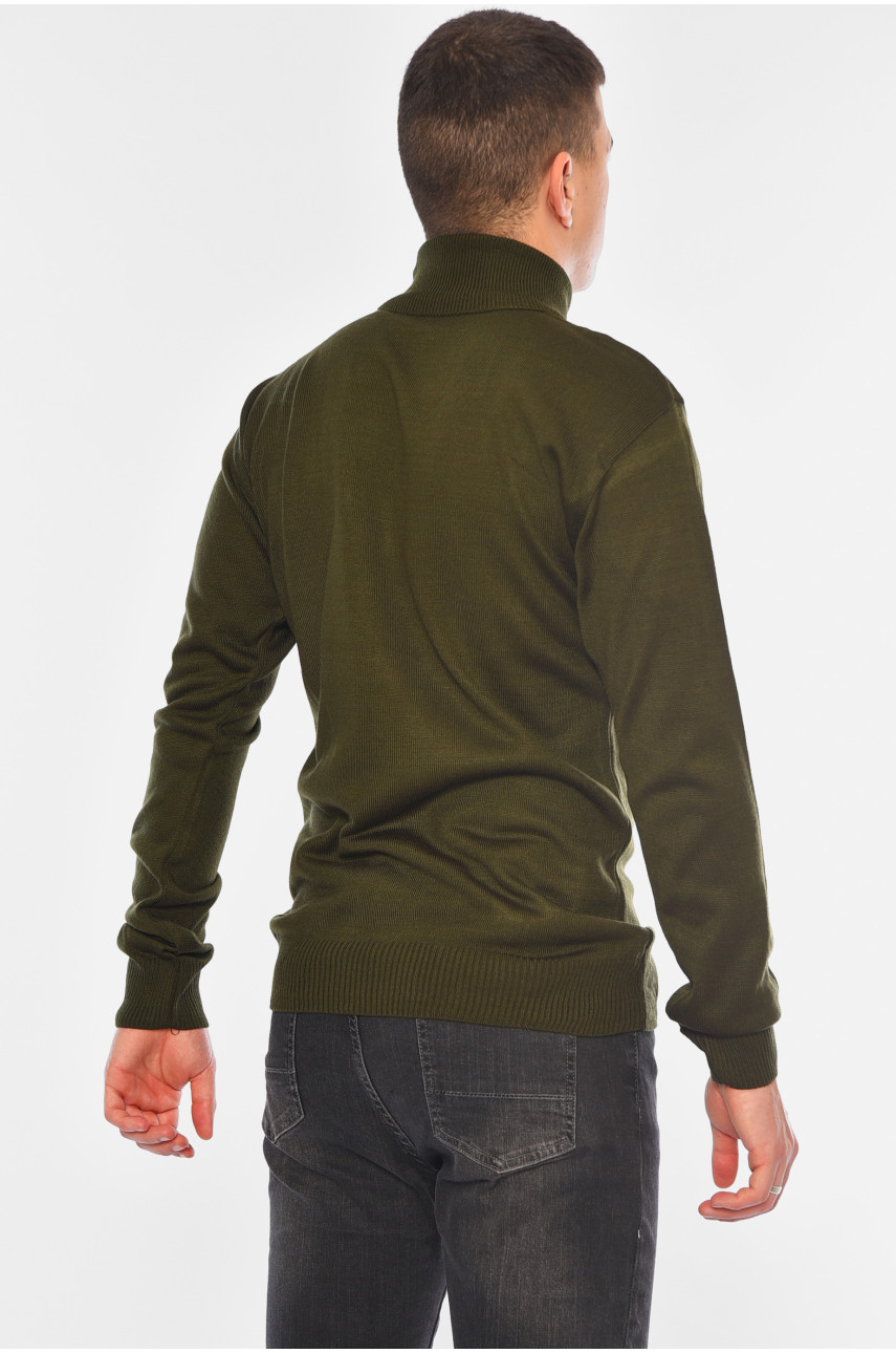 Свитер мужской однотонный тёмно-зеленого цвета 4026-8 194487 Свитер мужской однотонный тёмно-зеленого цвета 4026-8 194487