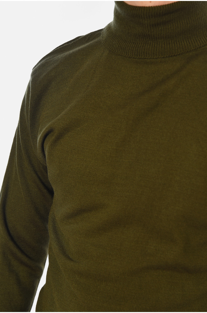 Свитер мужской однотонный тёмно-зеленого цвета 4026-8 194487 Свитер мужской однотонный тёмно-зеленого цвета 4026-8 194487