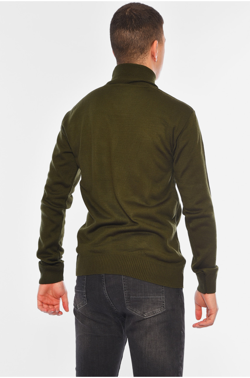Светр чоловічий однотонний темно-зеленого кольору 4026-7 194500 Светр чоловічий однотонний темно-зеленого кольору 4026-7 194500